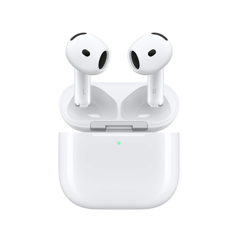 هدفون بلوتوثی اپل مدل AirPods 4 فاقد قابلیت نویز کنسلینگ، درگاه شارژ USB Type-C، شارژ بی سیم، با قابلیت اتصال به چند دستگاه، پشتیبانی از فرمان لمسی، نشانگر LED، پشتیبانی از دستیار صوتی، مقاوم در برابر آب