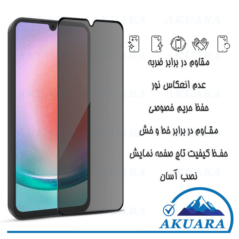 محافظ صفحه نمایش حریم شخصی آکوآرا مدل PRV AKU مناسب برای گوشی موبایل سامسونگ Galaxy A55