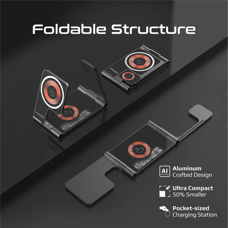 شارژر بی سیم پرومیت مدل AURAFOLD-TRIO