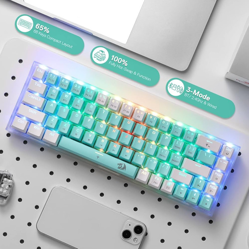 کیبورد گیمینگ ردراگون مدل CASTOR K631 RGB RED SWITCH