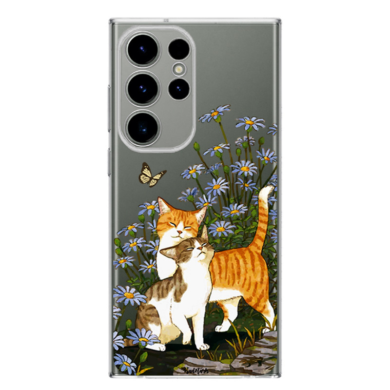 کاور طرح گربه & پروانه مناسب برای گوشی موبایل سامسونگ Galaxy S23 Ultra