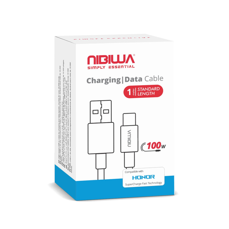 کابل تبدیل USB به USB-C نیبیوا مدل SuperChargeHonor طول یک متر