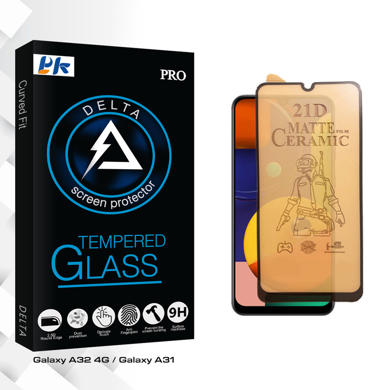محافظ صفحه نمایش سرامیکی مات پی کی مدل Delta Glass مناسب برای گوشی موبایل سامسونگ Galaxy A32 4G / Galaxy A31