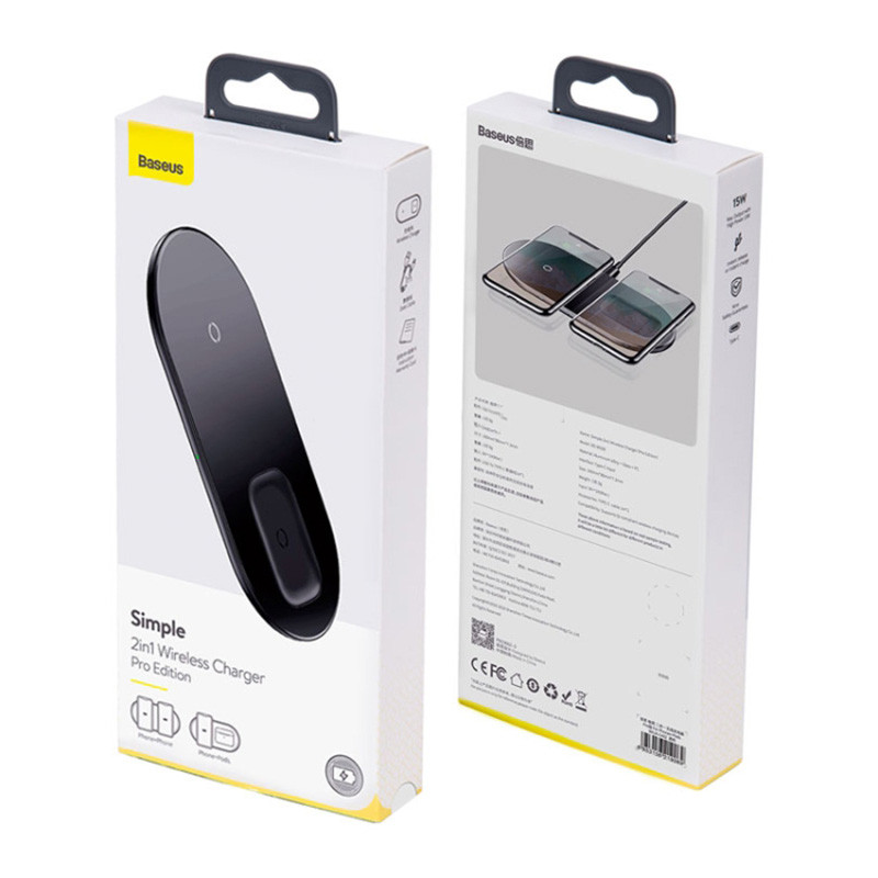 شارژر بی سیم باسئوس مدل Simple 2 in 1 Pro Edition