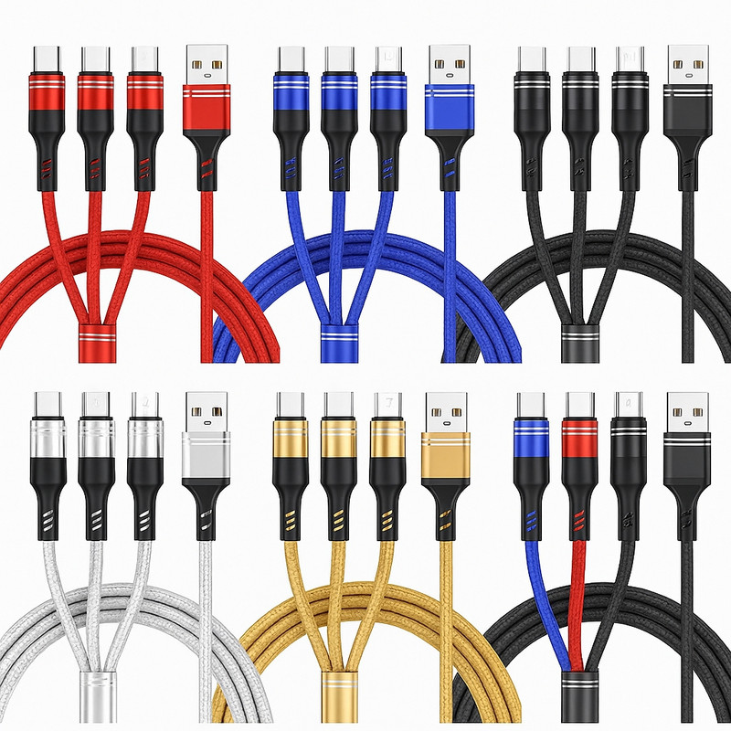 کابل تبدیل USB به micro USB / USB-C / لایتنینگ سمگپرس مدل دیتا پلاس طول یک متر