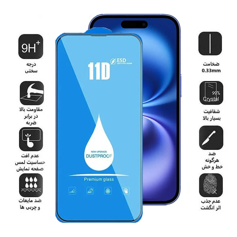 محافظ صفحه نمایش شیشه ای مدل premium glass مناسب برای گوشی موبایل اپل iPhone 16