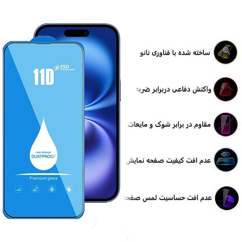 محافظ صفحه نمایش شیشه ای مدل premium glass مناسب برای گوشی موبایل اپل iPhone 16