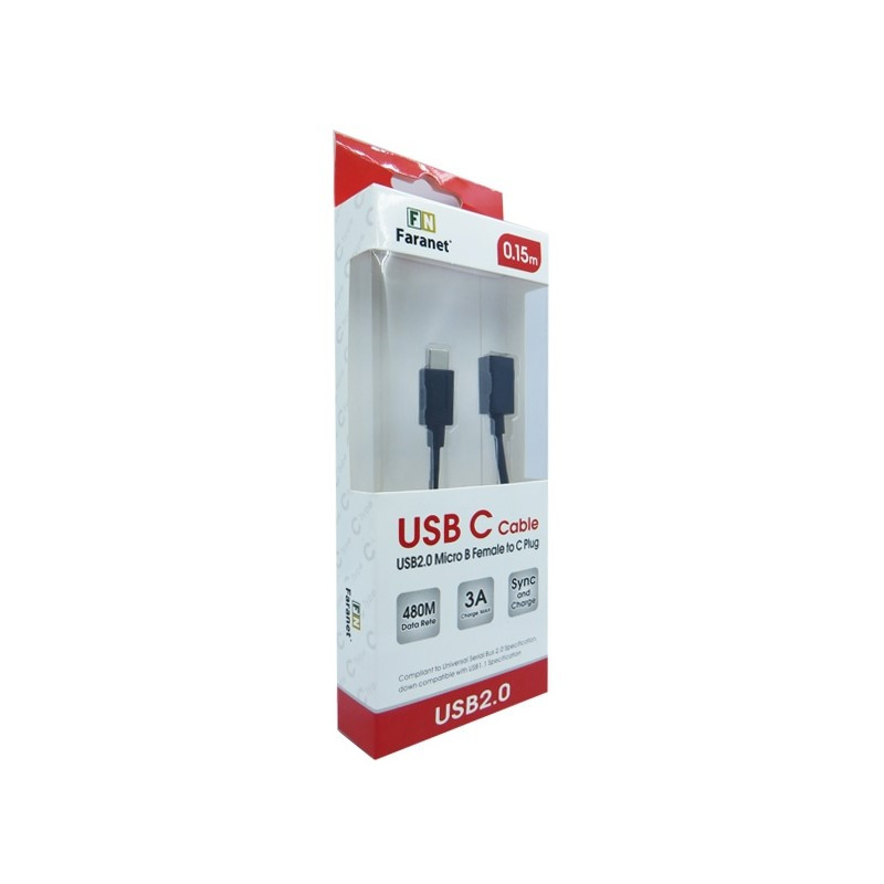 کابل تبدیل USB-C به MicroUSB فرانت مدل FN-UCMF15 طول 0.15 متر