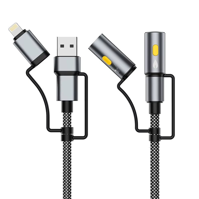 کابل تبدیل USB-C به USB-A و USB-C به لایتنیگ مدل crown 6in1 طول 1.20