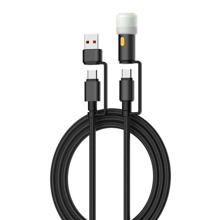 کابل تبدیل USB-C به USB-A و USB-C به لایتنیگ مدل crown 6in1 طول 1.20