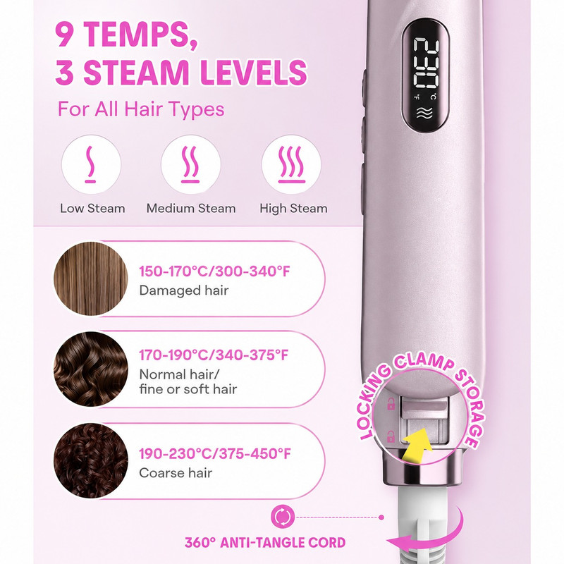 دستگاه اتو مو شیگلم مدل Sleek Chic Twist Kiss Flat Iron با تکنولوژی ضد وز، برقی