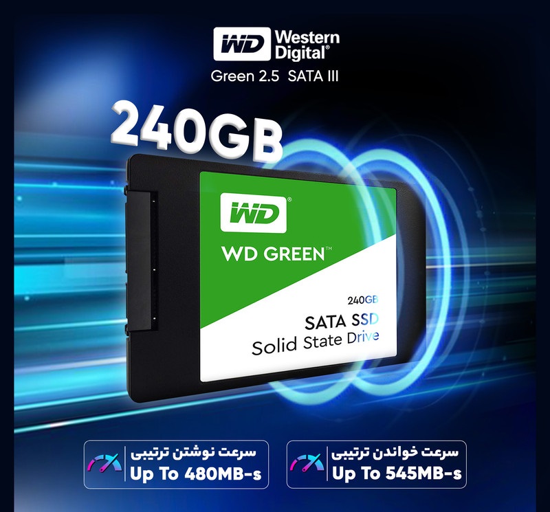 اس اس دی اینترنال SATA III وسترن دیجیتال مدل Green ظرفیت 240 گیگابایت